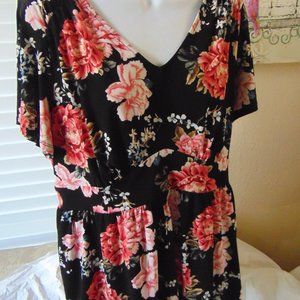 Torrid Black/Red Floral Babydoll Top Size 0